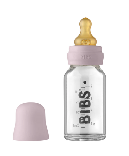 BIBS Baby Glass Bottle - Complete Set 4 Ounce - Dusky Lilac