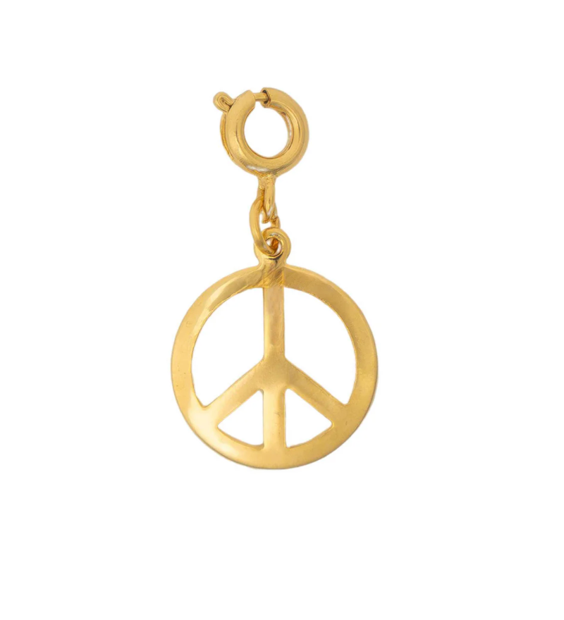 Gold Peace Sign Charm for Necklace or Bracelet