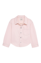 Light pink jacket with collar and buttons on a white background