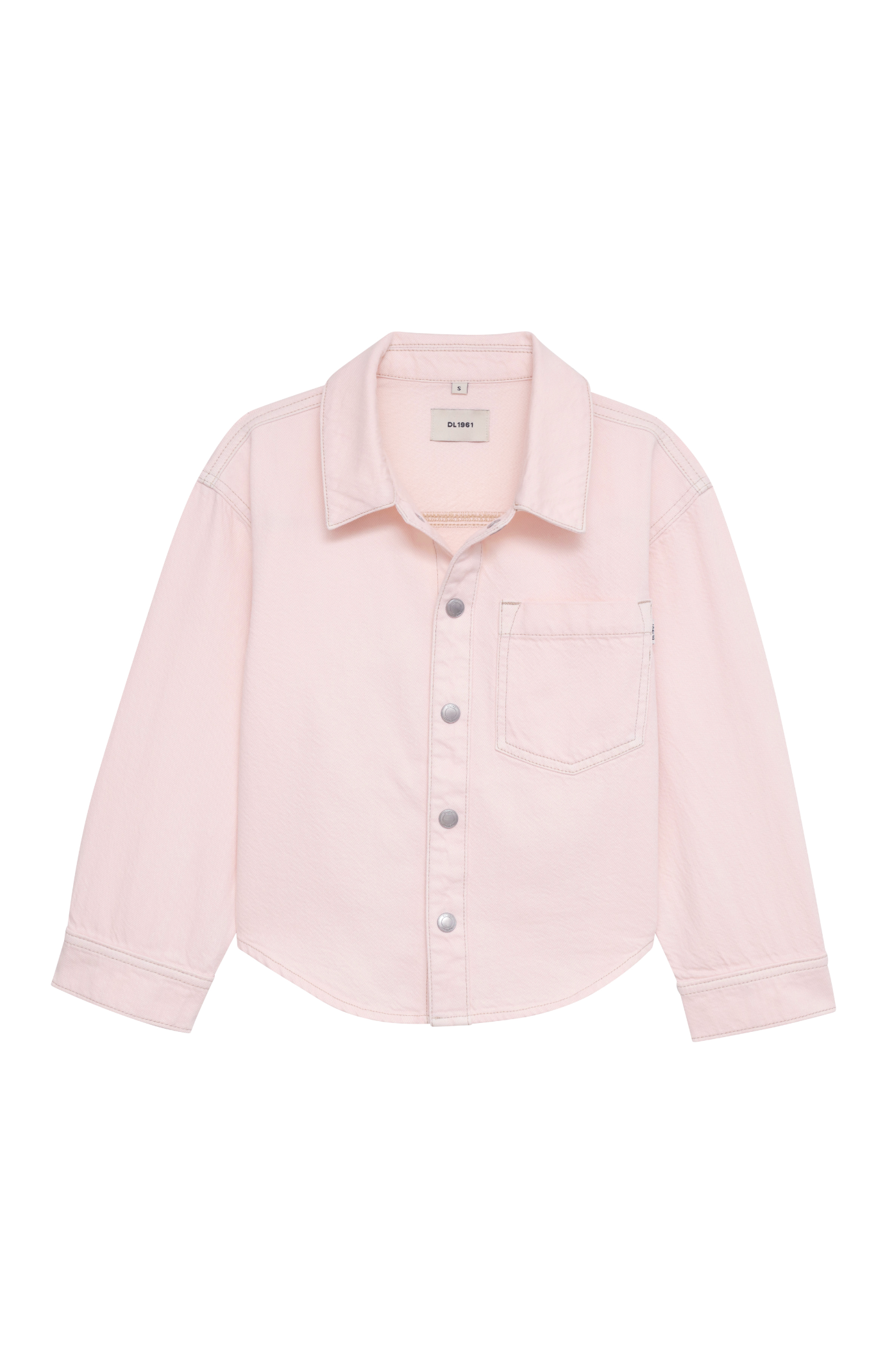 Light pink jacket with collar and buttons on a white background