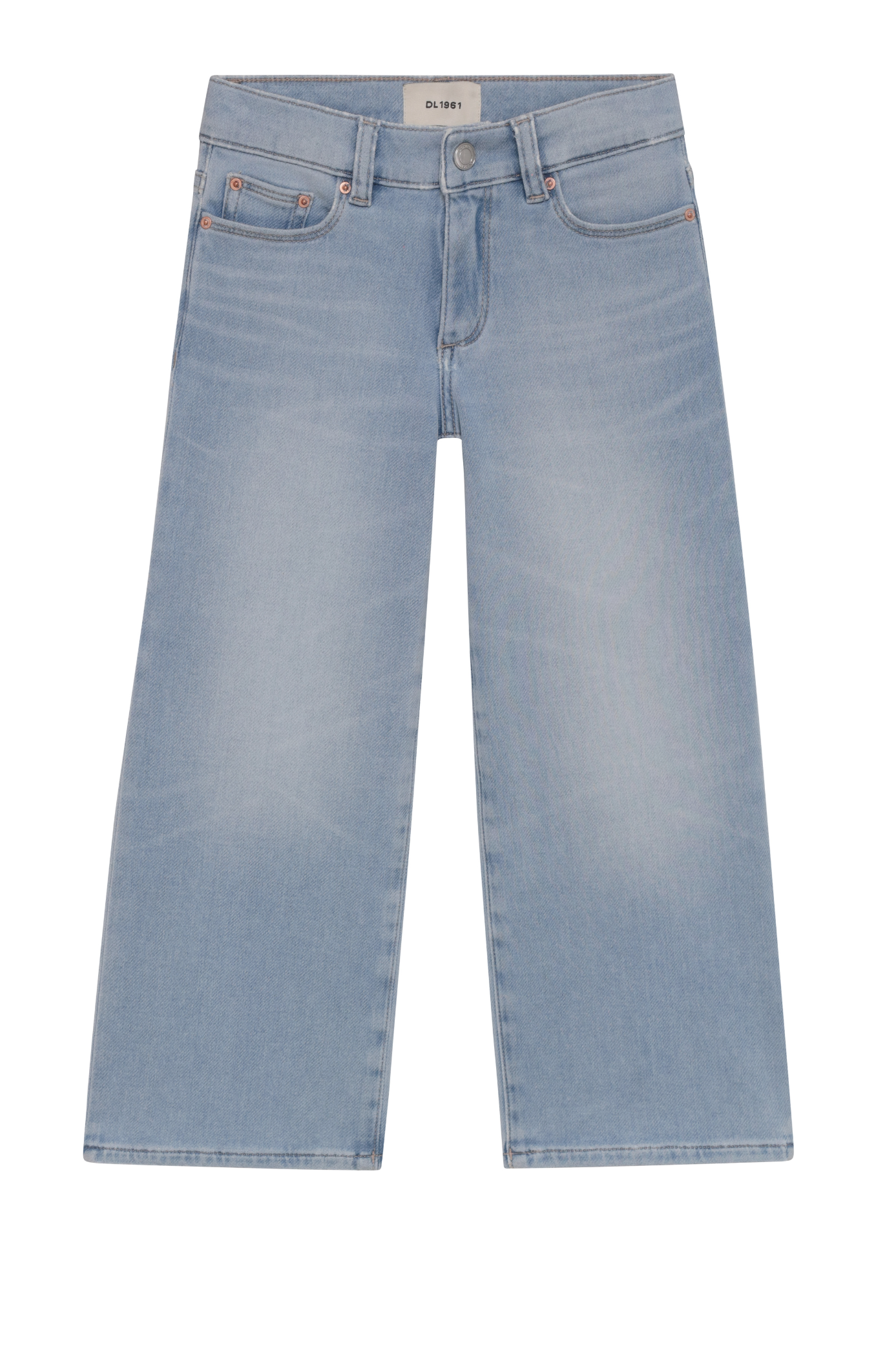 Light blue jeans on a white background