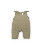 Green baby romper with bow straps and pockets 
