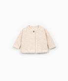 Beige cardigan with singular button at the top