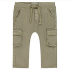 Green cargo pants with drawstring on a white background