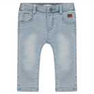 Light blue washed jeans on a white background