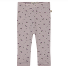 Purple leggings with a floral pattern on a white background