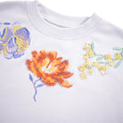 Sequin Embroidered Flowers on Purple Crewneck