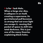 Black hold page in alphabet book