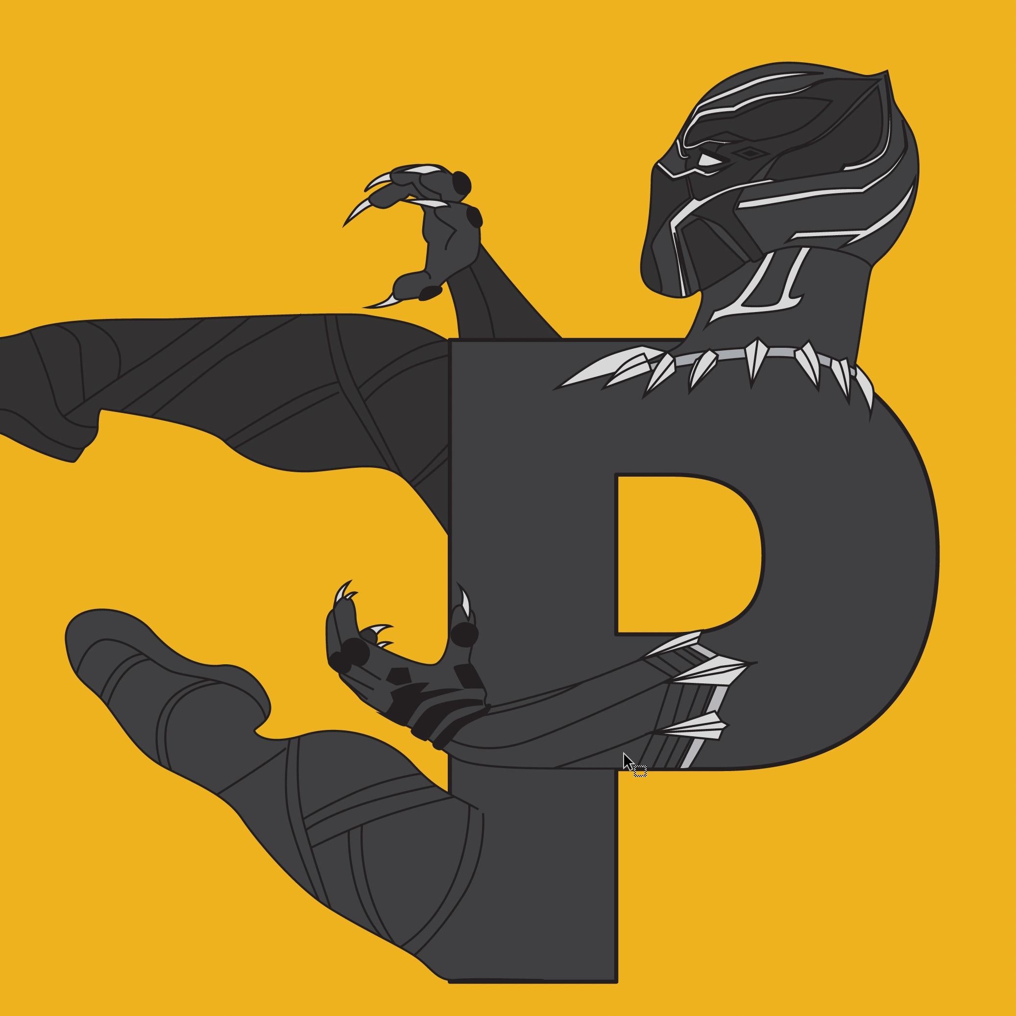 Black Panther page of alphabet book