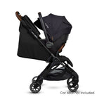 Black baby stroller with canopy and carseat