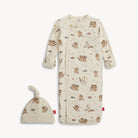 Cream colored Baby Gown with Whimsical Monsters  