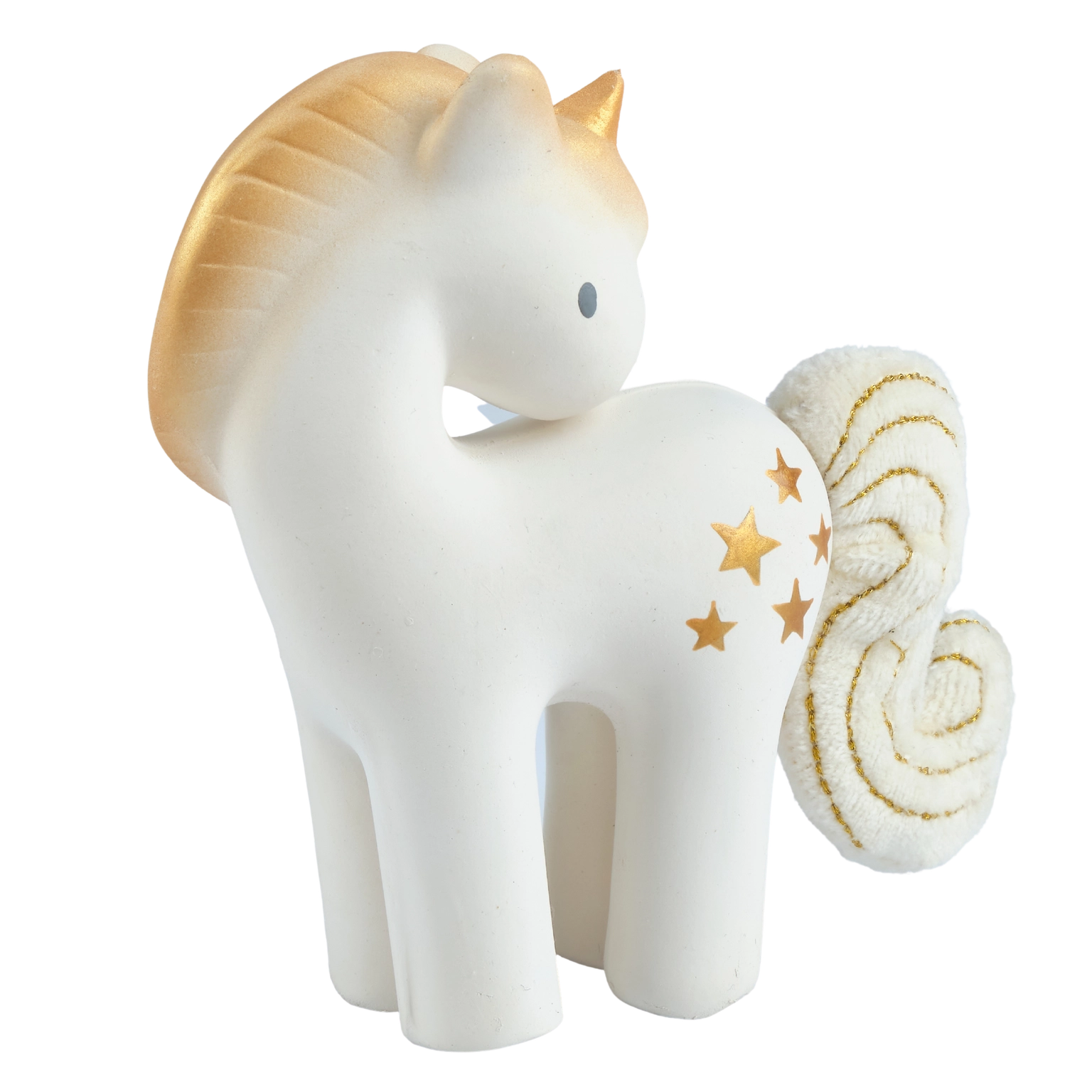 Shining Stars Unicorn Natural Rubber Rattle with Crinkle Tail