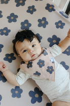 baby bandana bib with beige floral design 