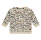 A baby boy's beige sweatshirt with a shell pattern and short sleeves.