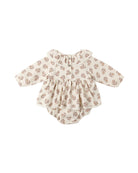 brown floral longsleeve baby romper on a white background