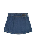 back of blue denim skort 