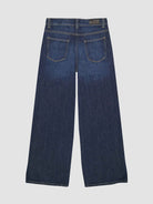 back of dark blue wide leg jeans for girls 