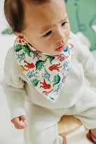 bandana bib with colorful dinosaurs 