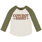 Baseball shirt with 'Cowboy Shirt' text on a white background