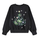 Black sweatshirt with a Christmas tree design on a white background