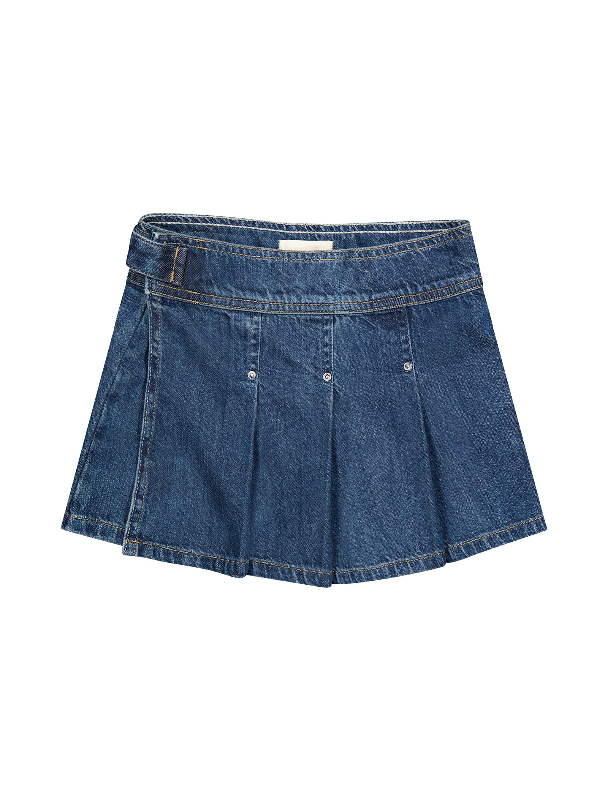 blue denim skirt with buttoned waist 