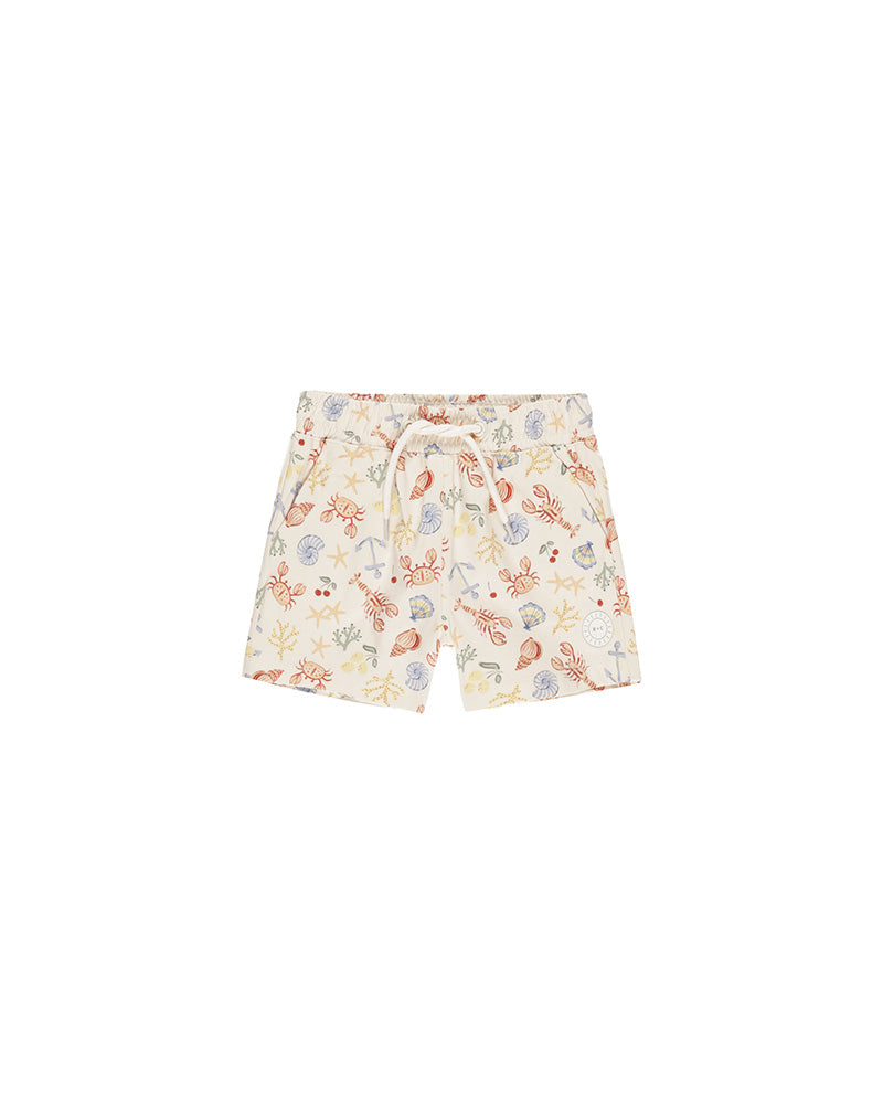 board shorts with drawstring and sea creatures 