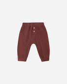 burgundy cotton pants with buttons 