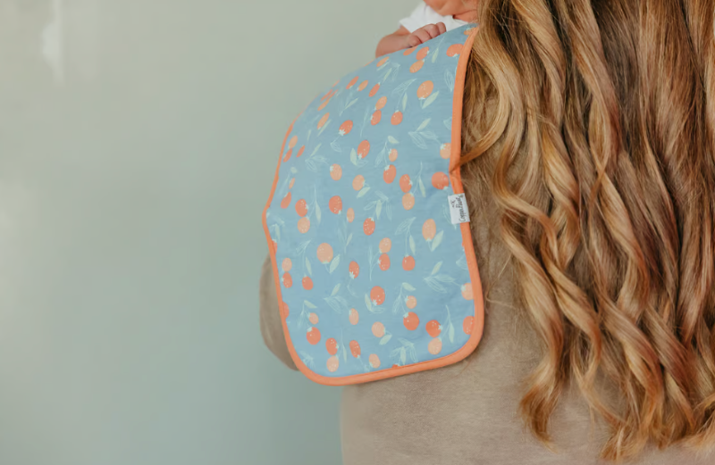 burp cloth with clementine print 