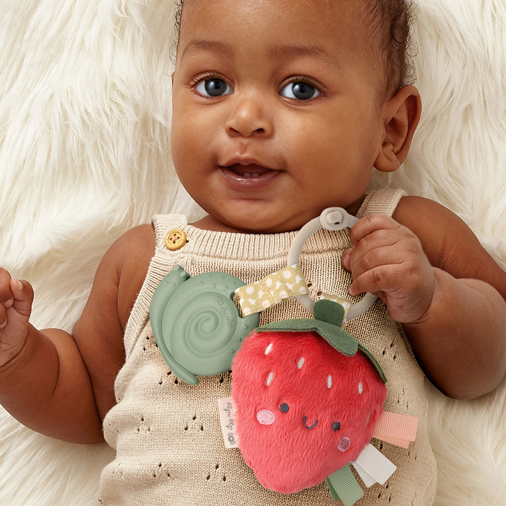 Itzy Pal Plush + Teether - Strawberry