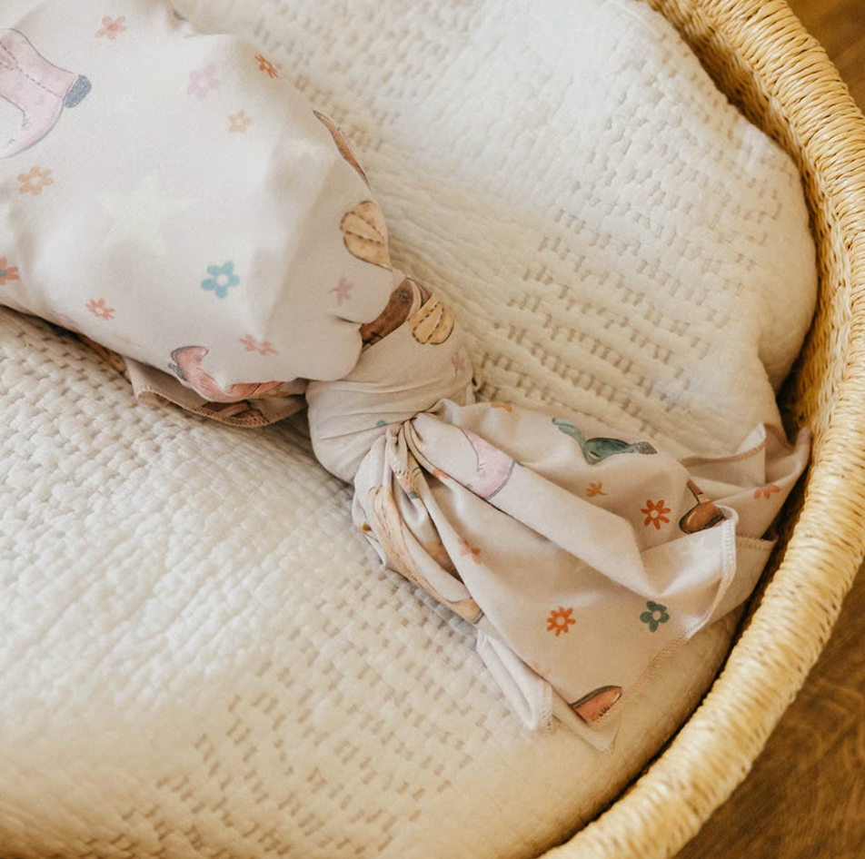 cowgirl western swaddle with tied bottom