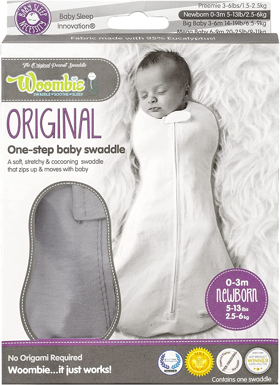 The Tencel Woombie Baby Swaddling Wrap - Dreamy Gray