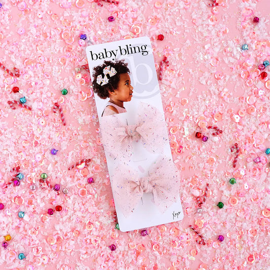 2 Pack Tulle Baby Fab Clips - Pink Tinsel
