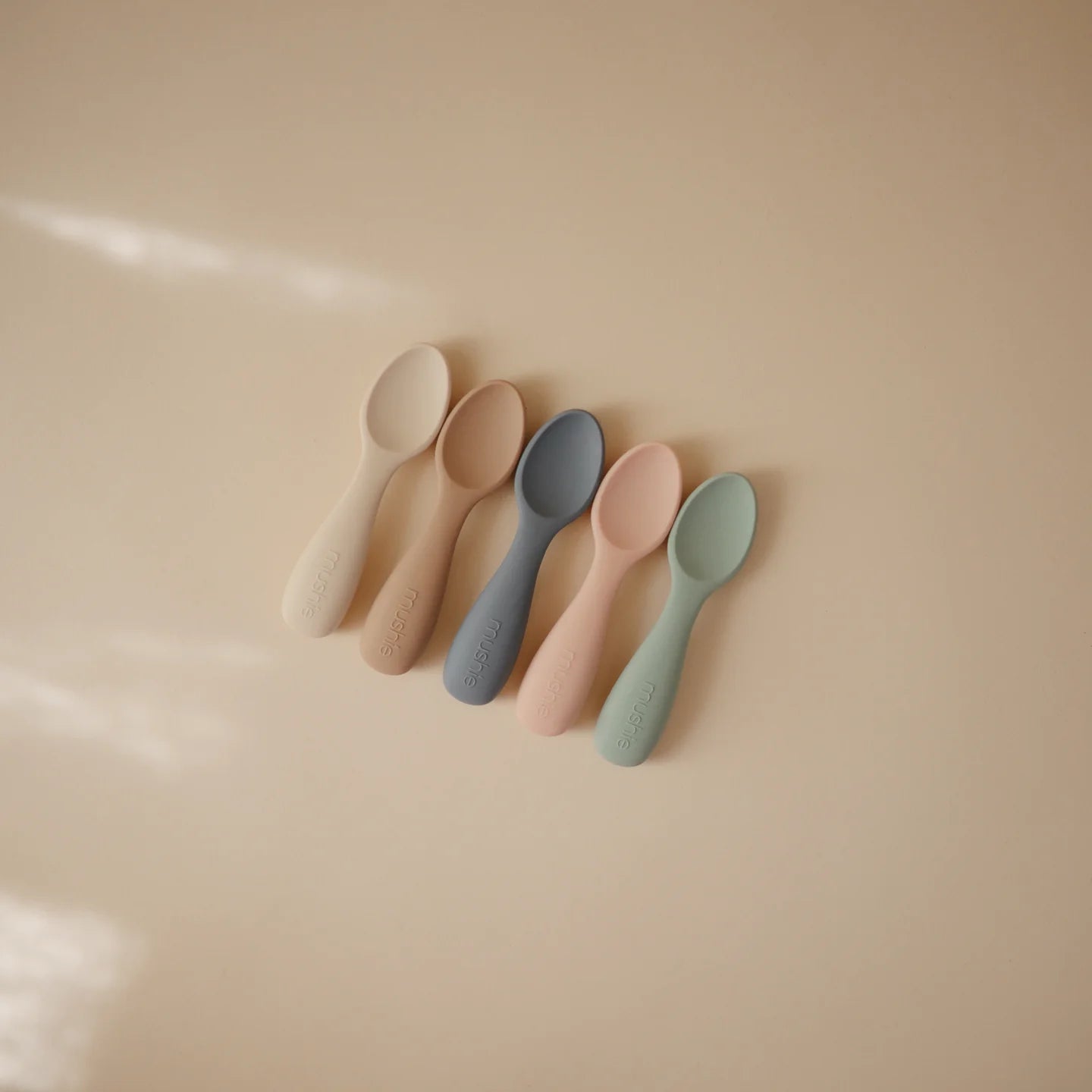Silicone Toddler Starter Spoons 2-Pack - Blush + Shifting Sand