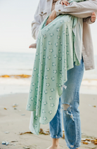 green swaddle blanket for babies with turtles 