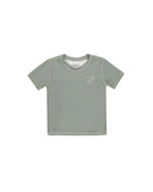 green swim shirt with waves 