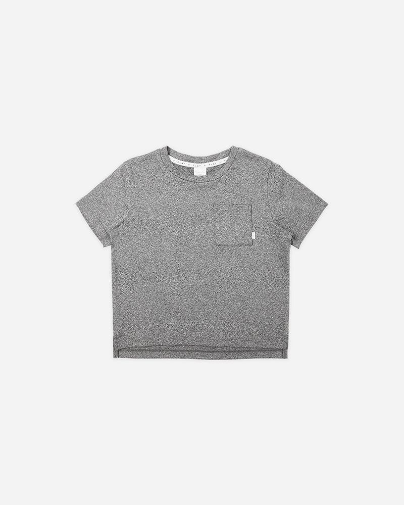 Gray t-shirt with a pocket on a white background