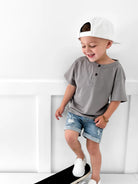 toddler boy gray henley tee
