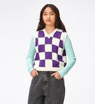 Waistcoat vest in purple and white checkered