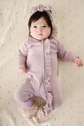 Load image into Gallery viewer, Ruffle Lilac Cotton One Piece baby
