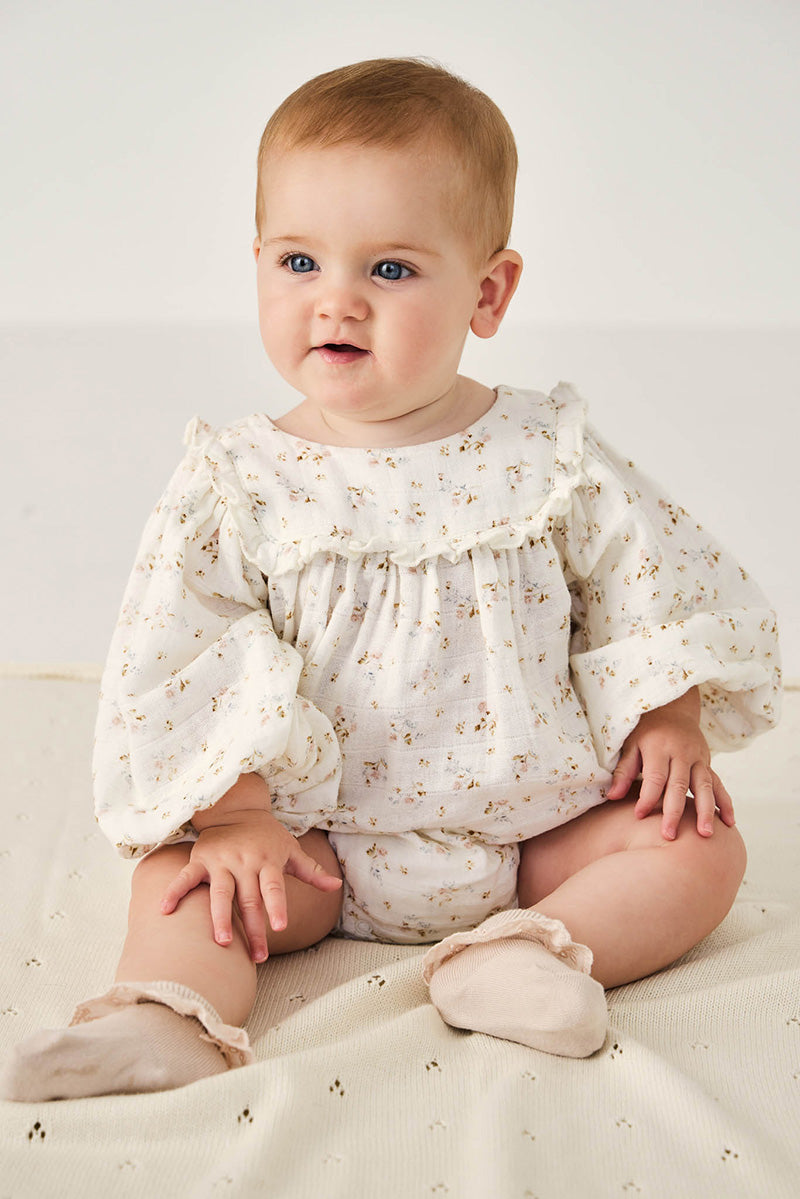 Cream Floral Long Sleeve Bubble Baby