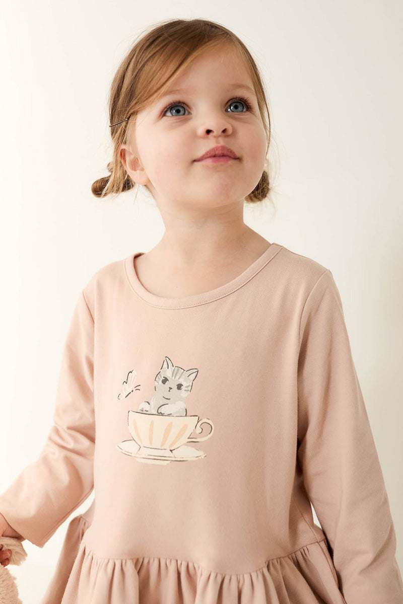 Light Pink Kitty in teacup Dress Toddler