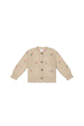 Load image into Gallery viewer, Kid's Pink Flower Tan Button up Cardigan 
