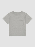 Gray t-shirt with a pocket on a light gray background