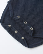 navy ribbed body suit with buttoned bottom