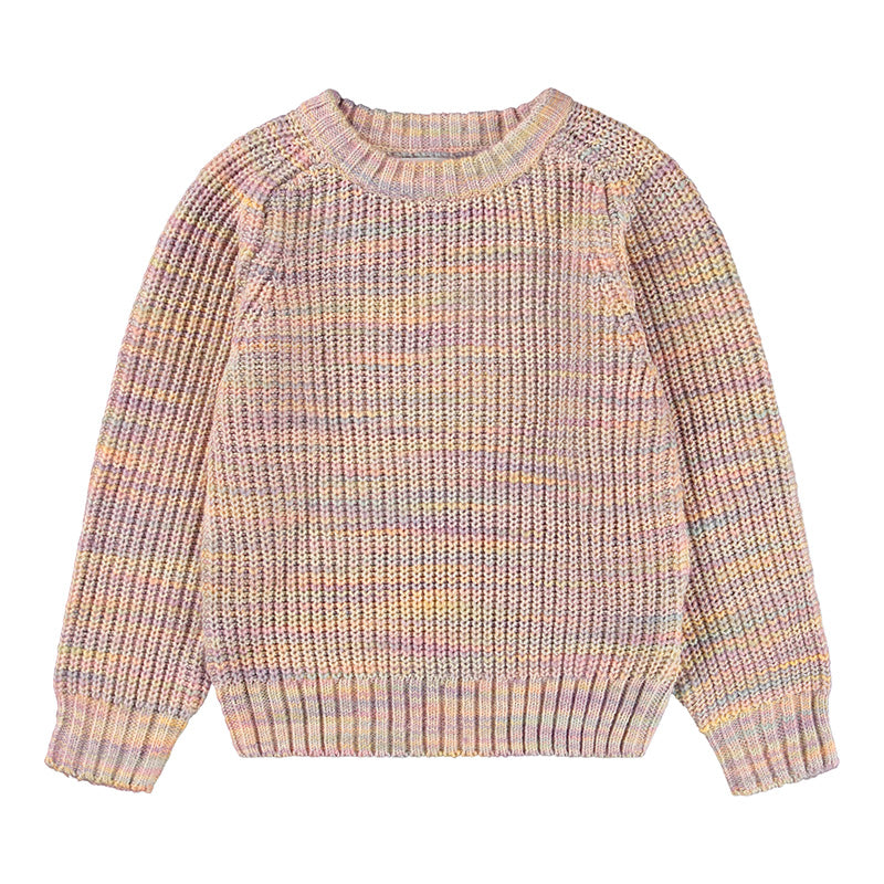 Multicolored knitted sweater on a white background