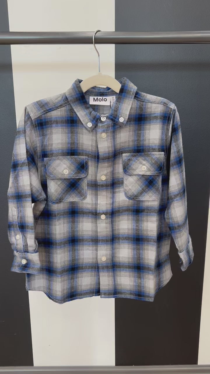 video of blue and black plaid shirt 