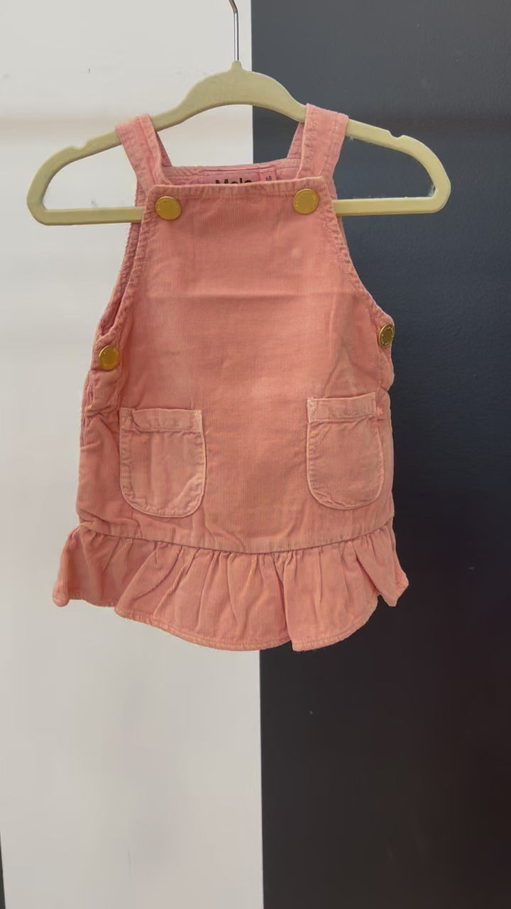 Pink Overall Dress with Gold Buttons 