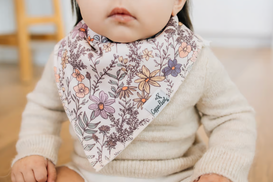 purple and pink shaded floral bandana bib