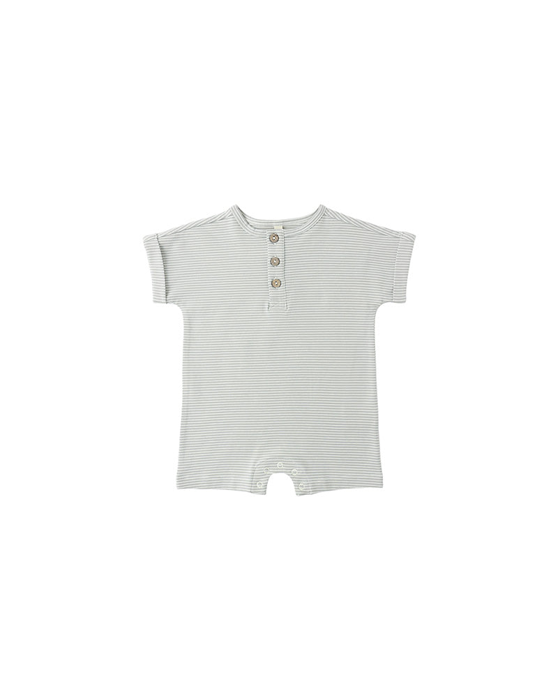 Striped baby romper on a white background