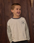 Children's long-sleeve multicolor shirt with a tree logo saying "Made For The Mountains" 